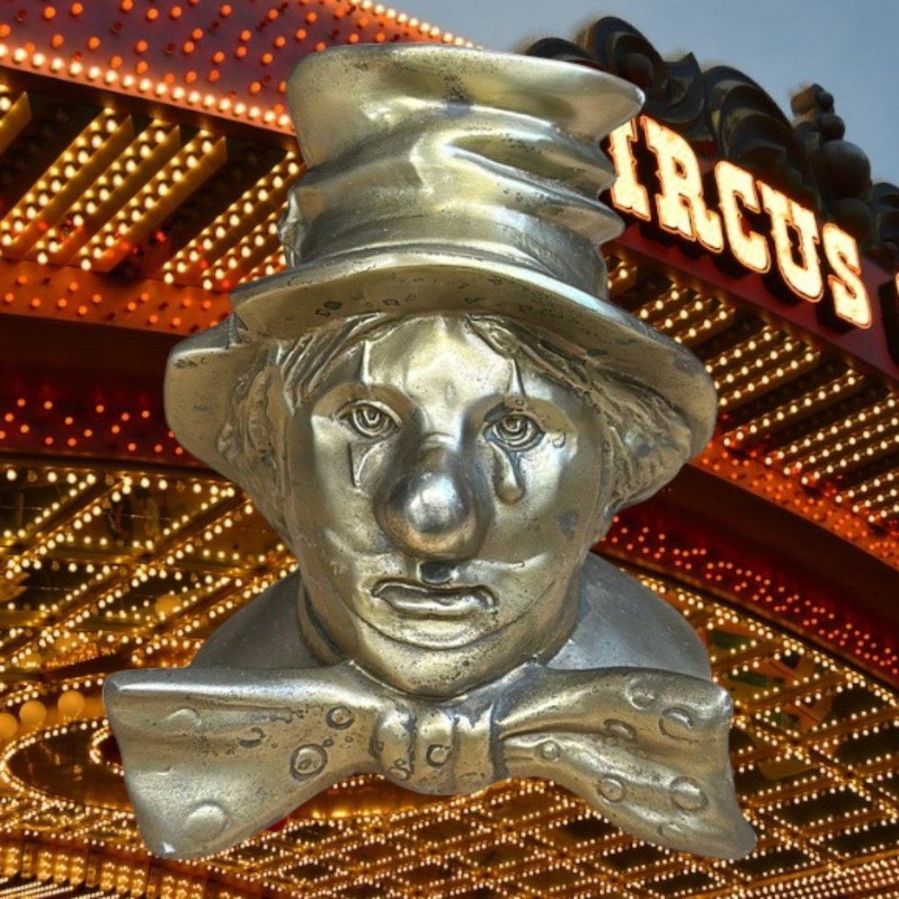 Vintage Brass Crying Clown Bookend Paper Weight Holder By PM Craftsman USA